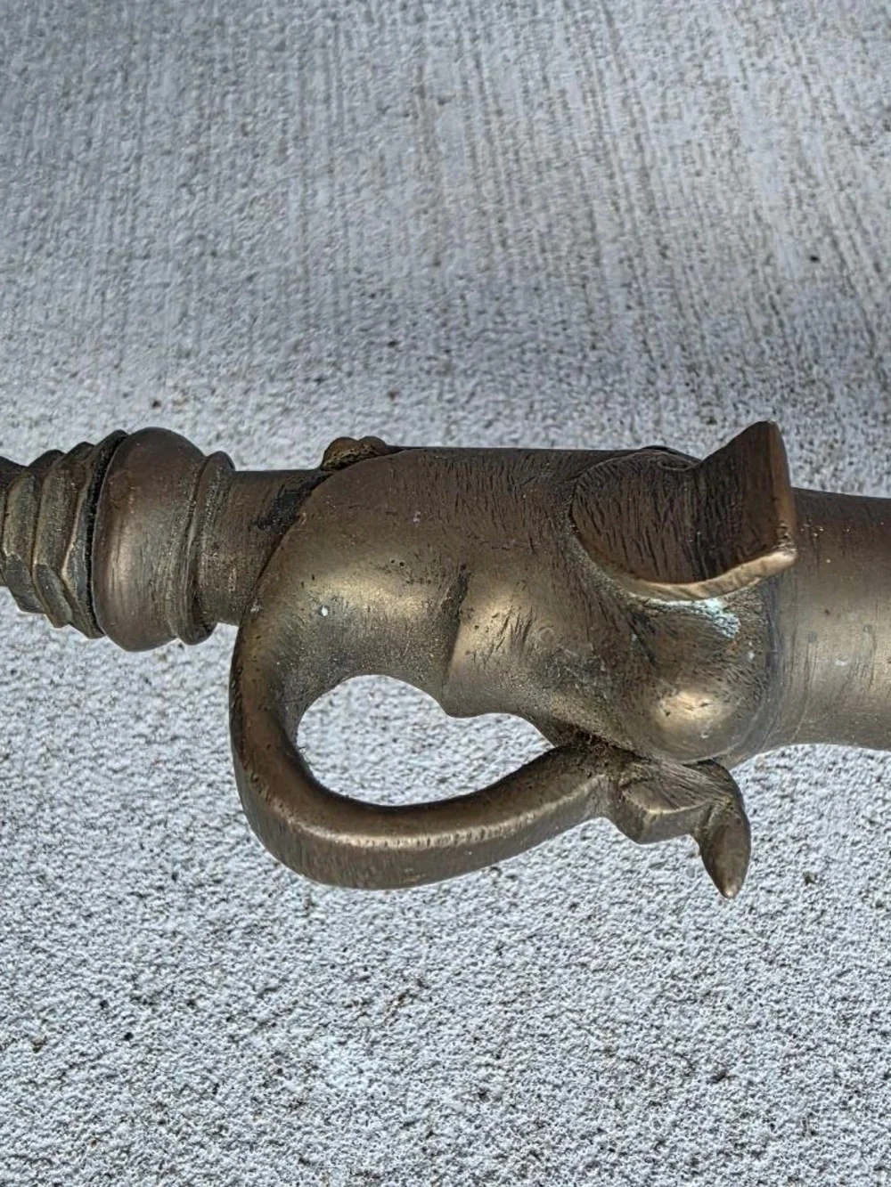 Antique Vintage Brass Fireplace Blowpipe Bird Figural Hearth Tool Wood Handle